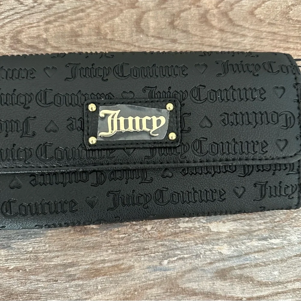 Juicy Couture Black Embossed Flap Wallet/Clutch